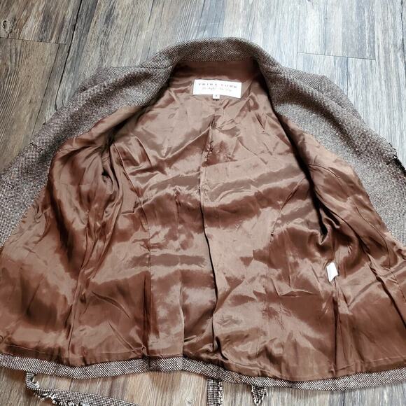 Trina Turk Women Size 8 Tan Houndstooth Blazer Preppy Classic Workwear Mod Style - Picture 9 of 9